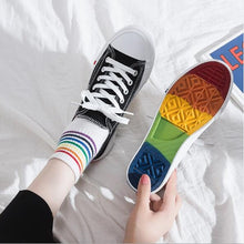 Load image into Gallery viewer, Women's Fashion 2020 Vulcanized Shoes Woman Sneakers New Rainbow Retro Canvas Shoes Flat Fashion Comfortable High Shoes Women
