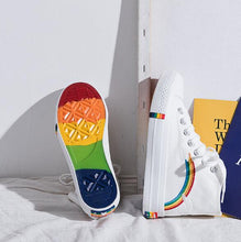 Load image into Gallery viewer, Women's Fashion 2020 Vulcanized Shoes Woman Sneakers New Rainbow Retro Canvas Shoes Flat Fashion Comfortable High Shoes Women
