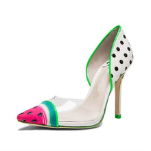 Load image into Gallery viewer, EPHER Slingback High Heels Wedding Shoes Pointed Toe Watermelon Motif Pumps Large Size
