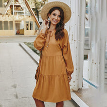 Load image into Gallery viewer, Vogue Womens White Long Sleeve Dress Summer Simple Casual Holiday Sundress 2020 Vintage Loose Ankle Dresses For Women Clothes

