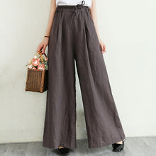 Load image into Gallery viewer, 2020 Spring Fall New Womens Stretchy High Waist Black White Beige Linen Pants , Summer Korean Woman Clothes Trousers
