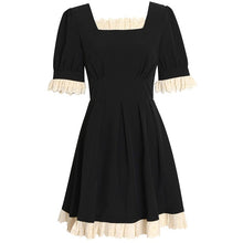 Load image into Gallery viewer, Summer Vintage Woman Dress Sweet Lace Square Collar Little Black Vestido Office Ladies Clothes Elegant Ruffle Party Mini Dresses
