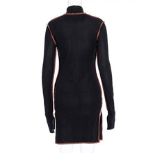 Load image into Gallery viewer, Turtleneck Long Sleeve Side Split Women Dress Patchwork Sheath Flare Sleeve Short Female Dresses 2020 Streetwear Ladies Clothes
