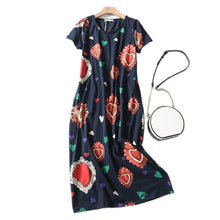 Load image into Gallery viewer, Cotton Dress Women Print Long Shirt Dresses Women 2020 Casual O Neck Straight Dress Female Pockets Clothes Women Dress Plus Size

