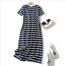 Load image into Gallery viewer, Cotton Dress Women Print Long Shirt Dresses Women 2020 Casual O Neck Straight Dress Female Pockets Clothes Women Dress Plus Size
