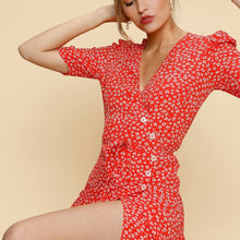 Load image into Gallery viewer, 2020 Stars Print Summer Knee Length Dress Women Corss Criss Button V Neck Furcal Dresses Retro Chic Summer Clothes For Women
