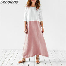Load image into Gallery viewer, lady cotton linen long dress casual loose linen dresses original oversea design famous brand style hotsale lady linen clothes
