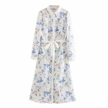 Load image into Gallery viewer, 2020 Flroal Printing White Shirt Dress Women Long Sleeve Maxi Dress Summer Clothes Vacation Blouses
