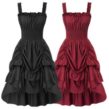 Load image into Gallery viewer, Summer Dresses Women Renaissance Dress Gathered Dresses Clothes Square Neck Smocked Waist A-Line Solid Adjustable Lady Retro New
