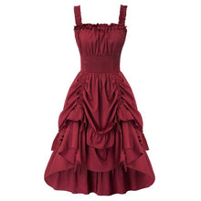 Load image into Gallery viewer, Summer Dresses Women Renaissance Dress Gathered Dresses Clothes Square Neck Smocked Waist A-Line Solid Adjustable Lady Retro New
