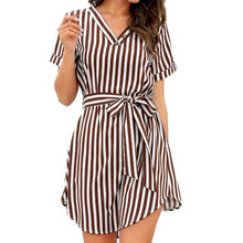 Load image into Gallery viewer, 2020 Women Summer Striped V Neck Dress Casual Button Short Sleeve Loose Dress Fashion Women Clothes Sundress 5 Colors S-XL
