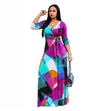 Load image into Gallery viewer, HAOOHU5XL Long Maxi Dress Print Plus Size Sexy Casual Summer Beach Clothes Women Vestidos  Elegant Robe Boho Party Club Dress
