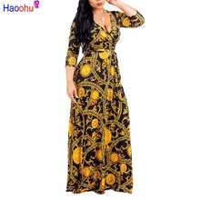 Load image into Gallery viewer, HAOOHU5XL Long Maxi Dress Print Plus Size Sexy Casual Summer Beach Clothes Women Vestidos  Elegant Robe Boho Party Club Dress
