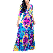 Load image into Gallery viewer, HAOOHU5XL Long Maxi Dress Print Plus Size Sexy Casual Summer Beach Clothes Women Vestidos  Elegant Robe Boho Party Club Dress
